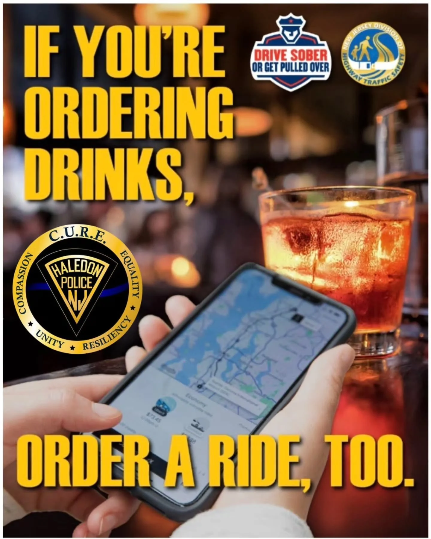 🍻 IF YOU&rsquo;RE ORDERING DRINKS, ORDER A RIDE TOO. 🚘

The Haledon Police Department reminds everyone to make responsible choices before getting behind the wheel.

If your plans include alcohol, make your transportation plans before the first drin