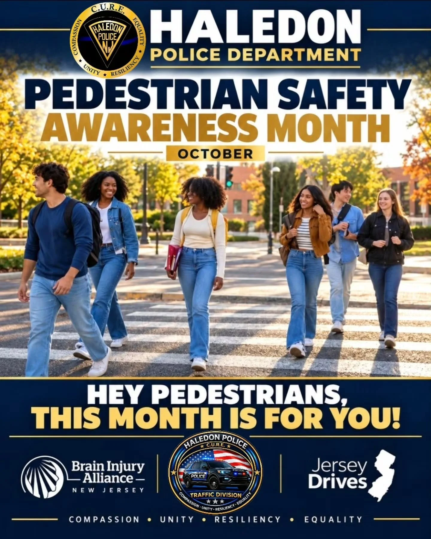 🚶 OCTOBER IS PEDESTRIAN SAFETY AWARENESS MONTH 🚶&zwj;♀️

As October continues, the Haledon Police Department reminds everyone that pedestrian safety is a shared responsibility, every day of the year.

🚶 Walking? Use sidewalks and marked crosswalks