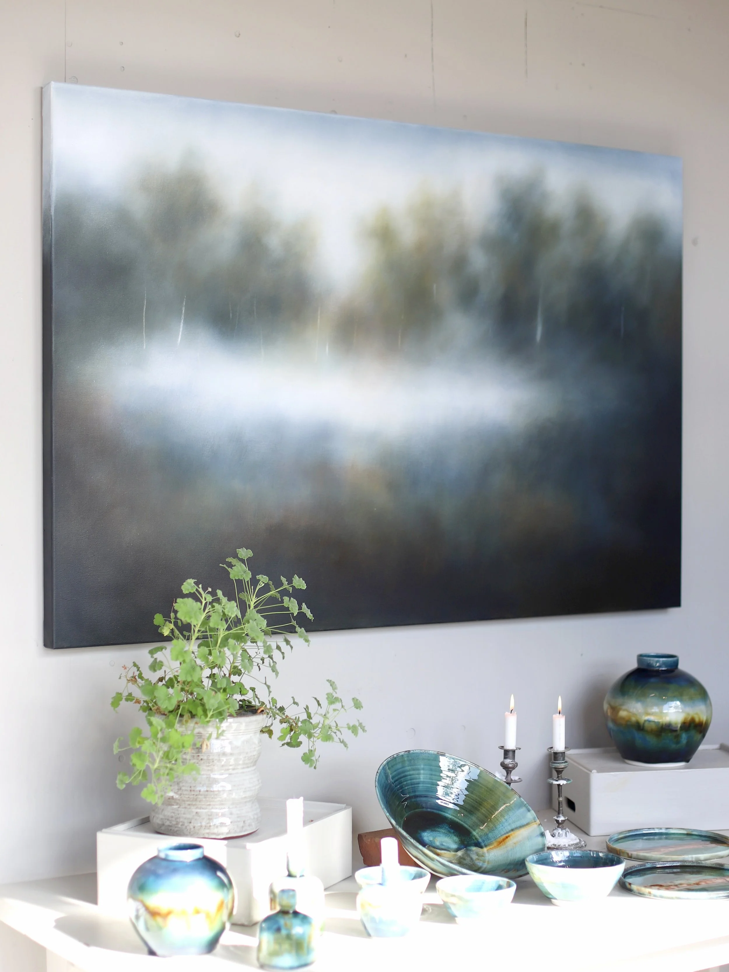 My latest big painting in our little gallery looking every bit as dreamy as the landscape outside right now ✨
