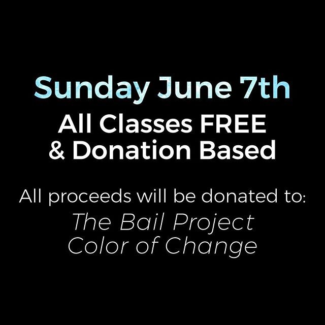 I truly L❤️VE my yoga community. THIS SUNDAY JUNE 7th all @homepoweryoga classes will be free and donation based. All proceeds will be donated to Color of Change @colorofchange and The Bail Project @bailproject the support The Black Lives Matter Move