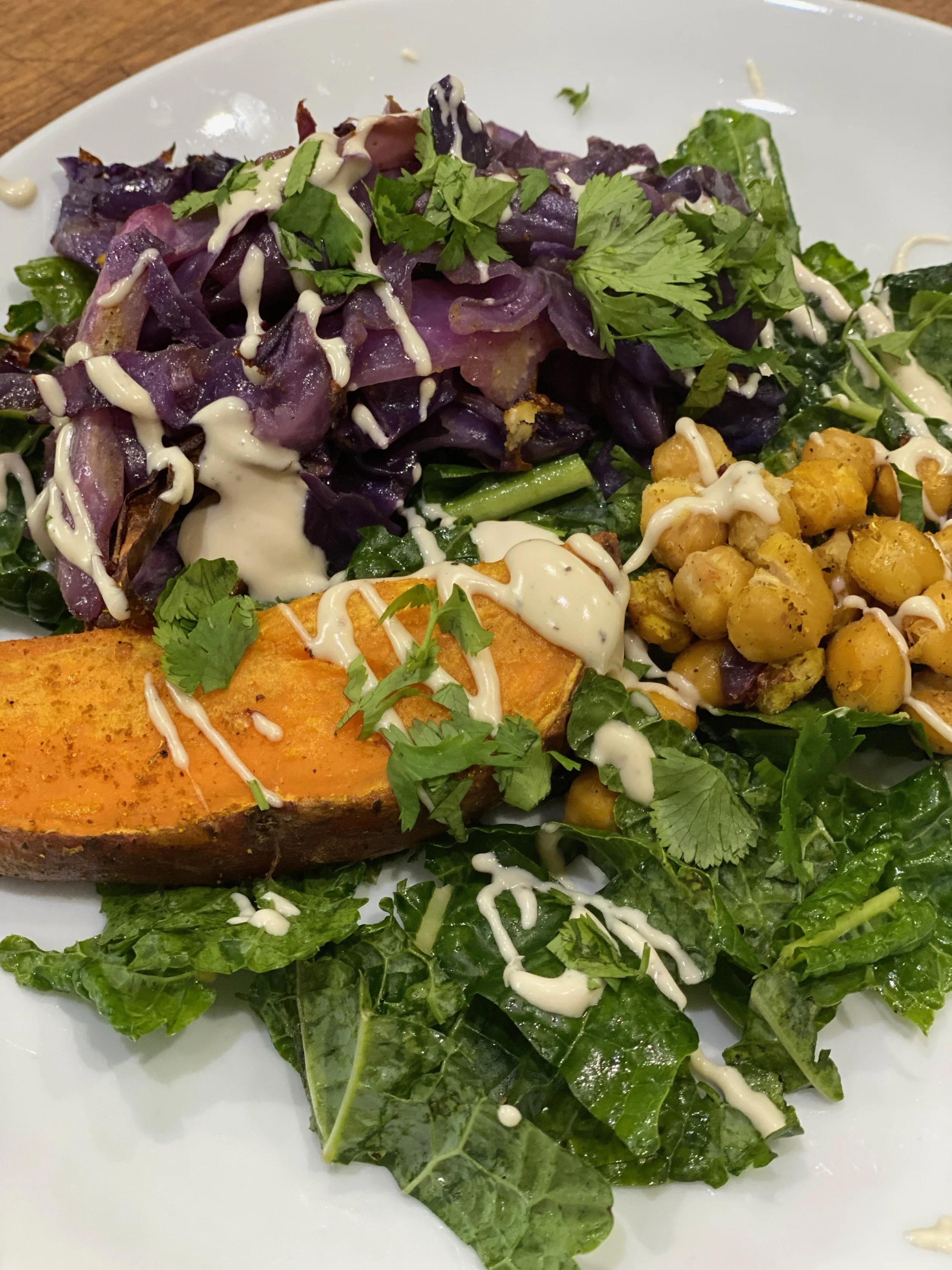 Curried Sweet Potatoes, Chickpeas and Red Cabbage