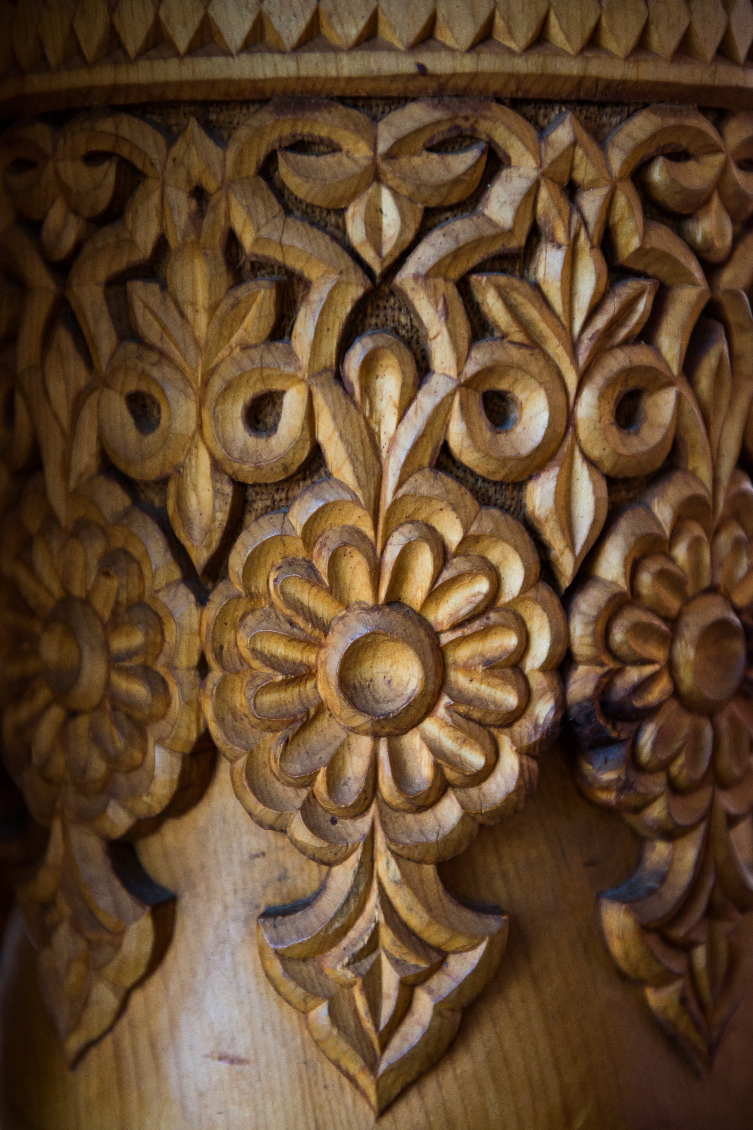 Carved Siberian Cedar Pillars