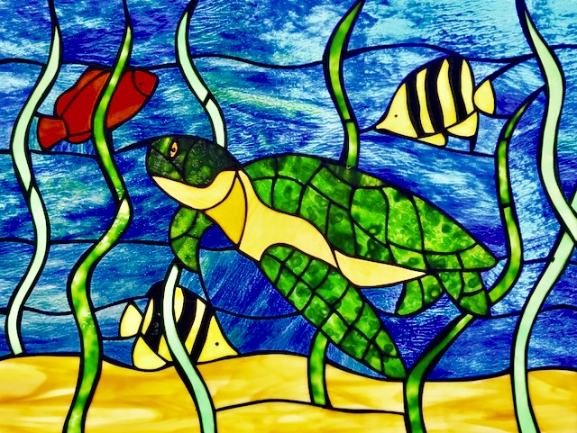 Handcrafted Stain Glass Sea Turtle