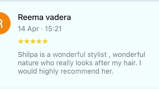 I really do appreciate time taken by my lovely clients for a google review. Thank you so much Reema 😘#googlereviews #appreciation #haircut #haircolor #freshair #postlockdownhair #newlook #glossyhair #northwoodsalon #londonsalon #experiencedhairdress