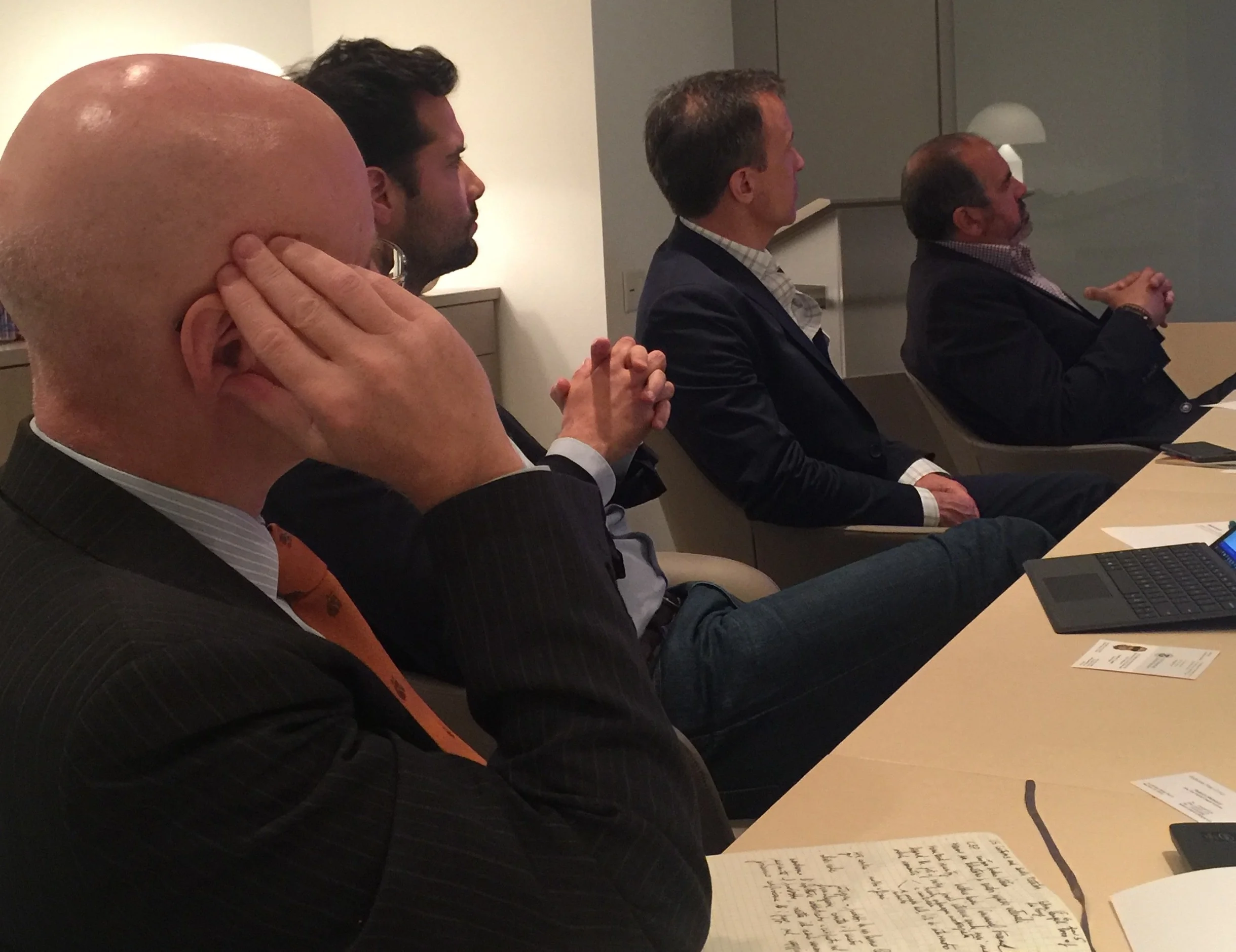 Pictured: Be Original Americas board members Federico Materazzi (Poltrona Frau Group), Antoine Roset (Ligne Roset), Cliff Goldman (Carnegie Fabrics), and John Edelman (Design Within Reach)