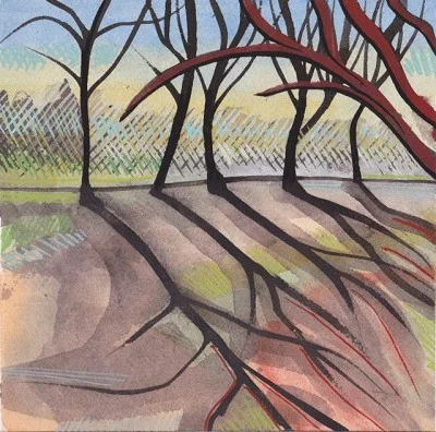 Trees And Shadows (13), gouache, 18 x 18.25 cm