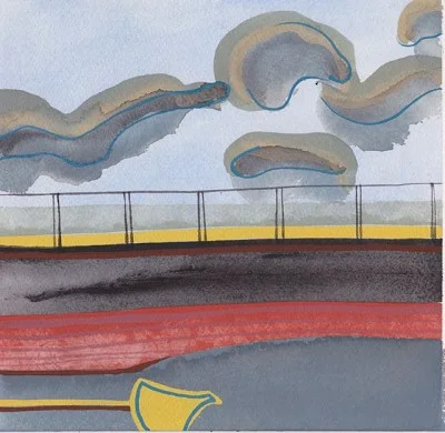 Hythe sunset (135), gouache, 18 x 18 cm, 2015 