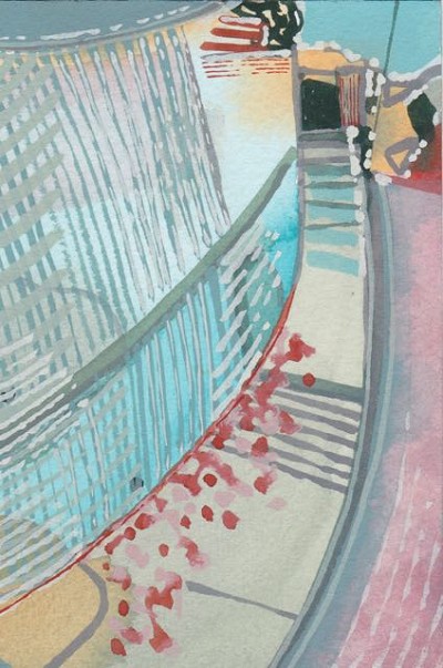 Grey Street Corner (259), gouache, 15 x 10cm, 2013 