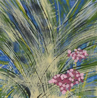 Miscanthus Grasses and Pink, acrylic on canvas, 20 x 20 cm, 2012