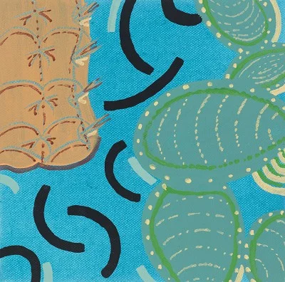 Opuntia microdasys / Cactus on Blue, acrylic on canvas, 20 x 20 cm, 2013
