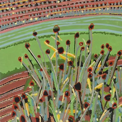 Rudbeckia fulgida 'Goldsturm' / Black Daisy Heads, acrylic on canvas, 30 x 30 cm, 2012 