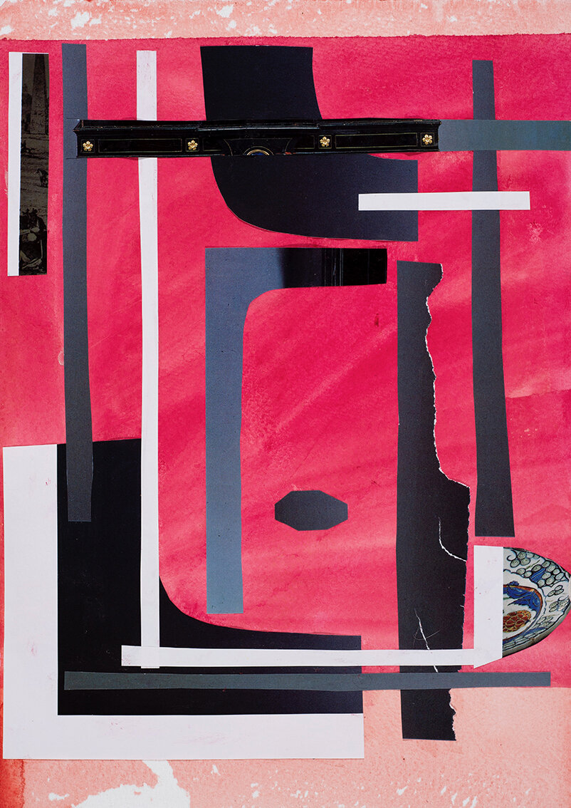 Evocations no 16, window on pink collage, 30 x 21 cm, 2020, 