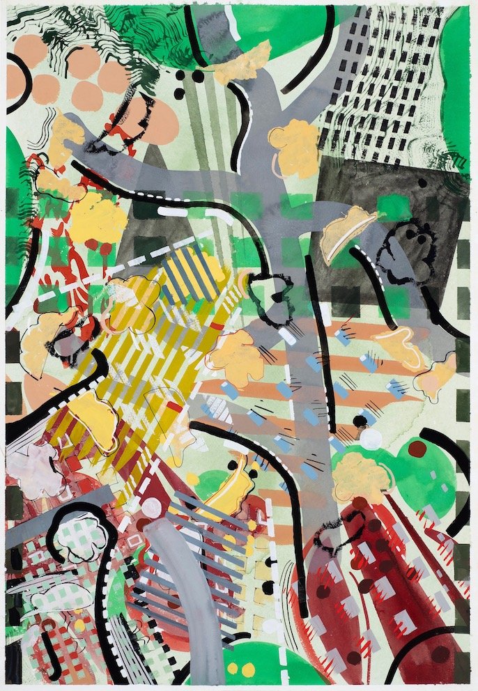 Fragments, CPG, figuier gouache &amp; collage, 76 x 56 cm, 104.2021