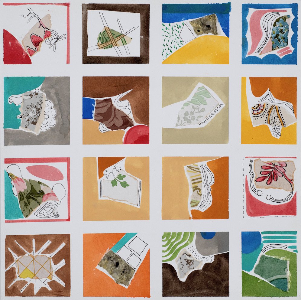 Fragments, gouache &amp; collage, 35 x 35 cm, 112.2021