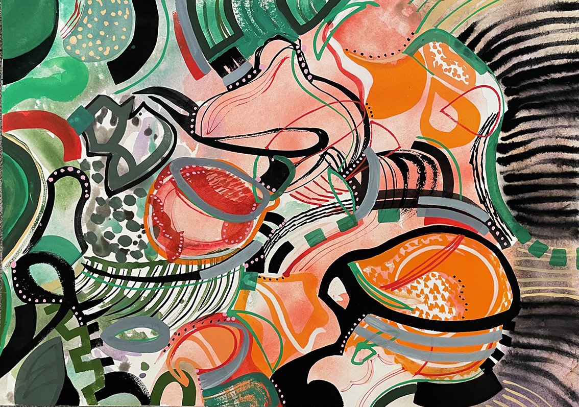 From Within to Beyond-Trumpet, gouache, 47 x 66.5 cm, 65.25
