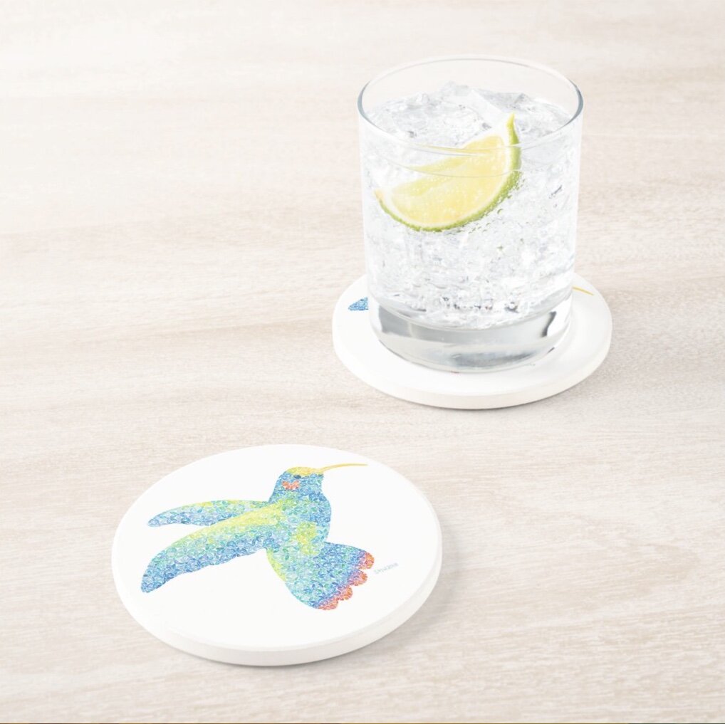 Hailey the Hummingbird Sandstone Coaster