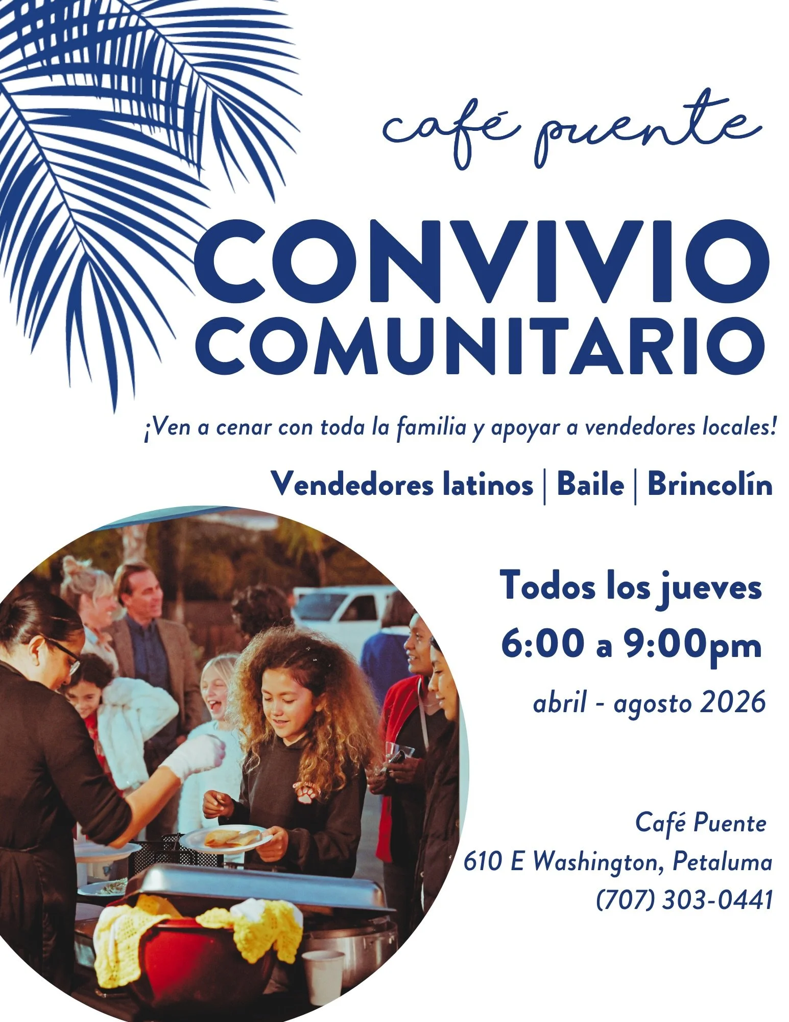 🎉 &iexcl;Los jueves son de Convivio Comunitario en Caf&eacute; Puente! 

Acomp&aacute;&ntilde;anos todos los jueves para disfrutar de una tarde en comunidad, comida deliciosa al estilo Michoac&aacute;n con Angie&rsquo;s Tamales, juegos para toda la 