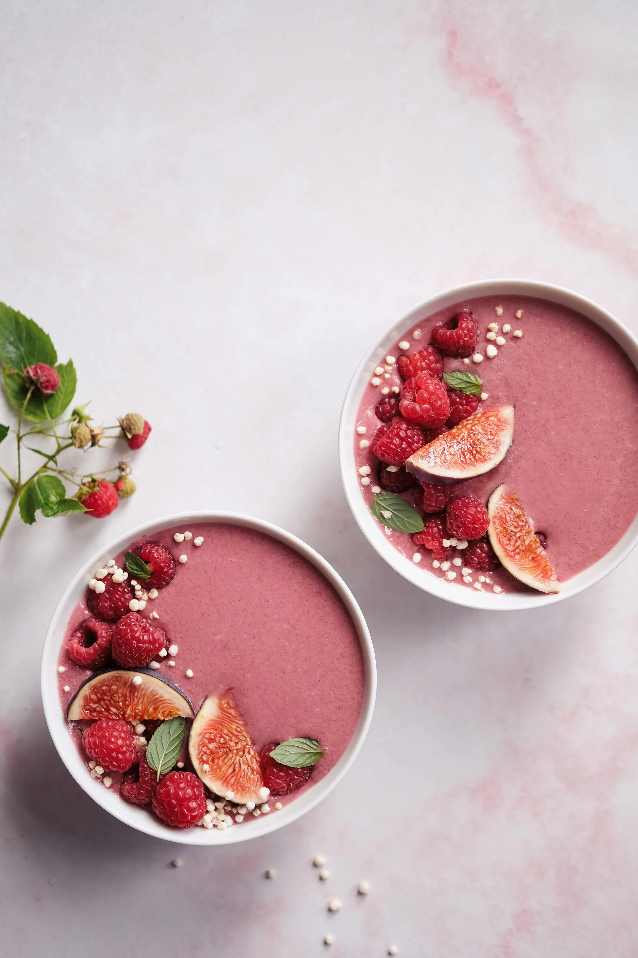 Raspberry and beet smoothie bowls