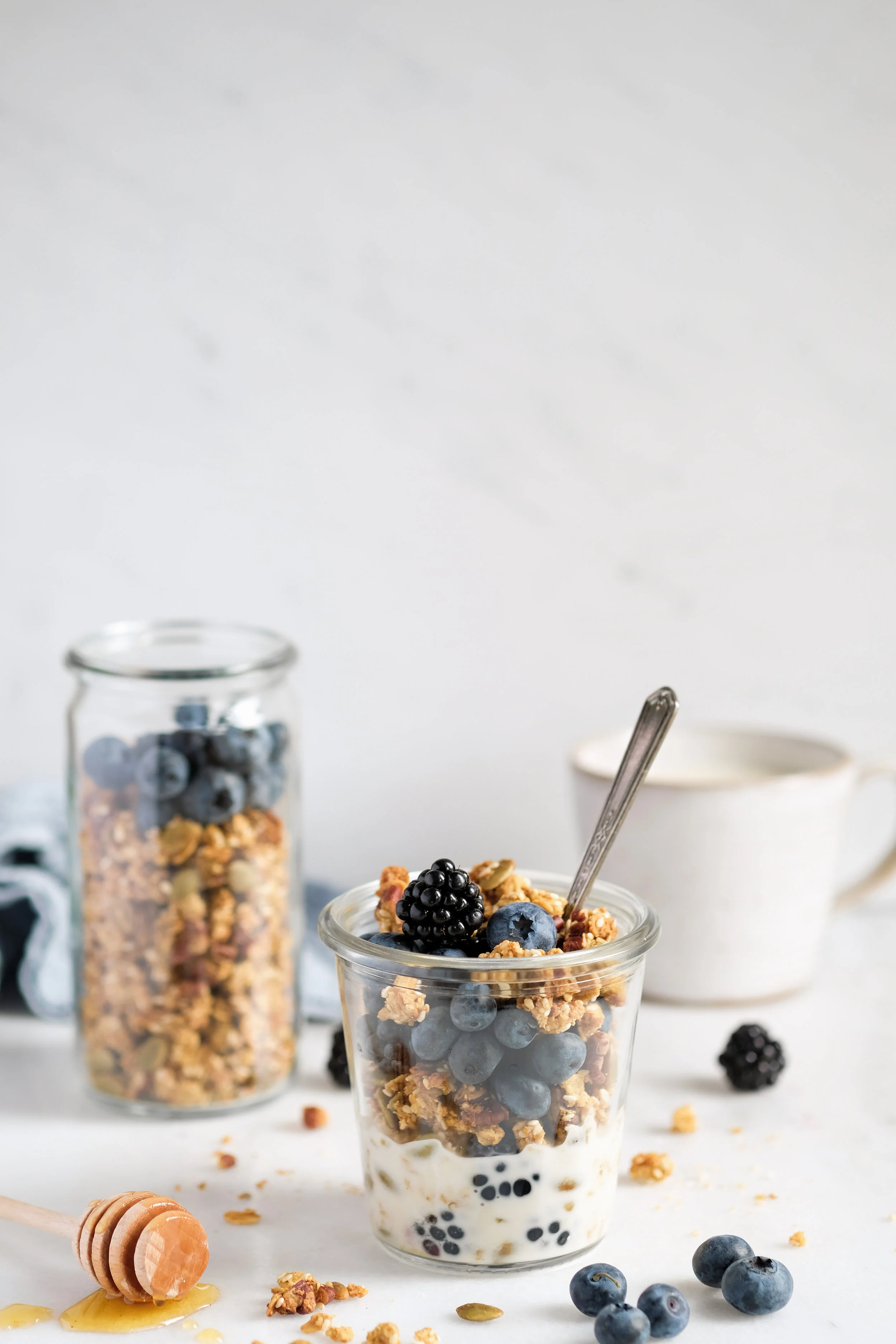 Granola with berries and almond milk