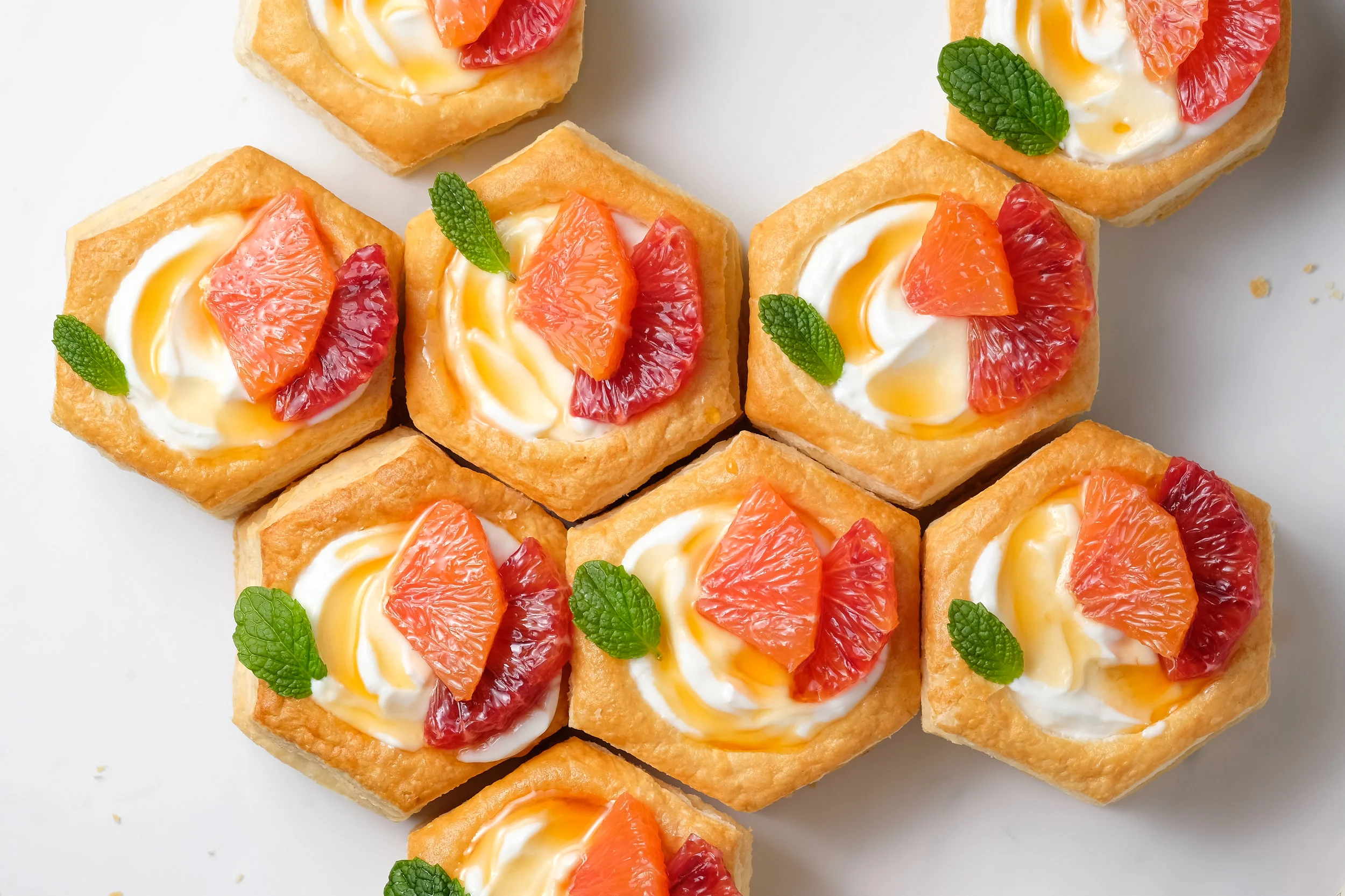 Citrus, honey and yogurt tarts