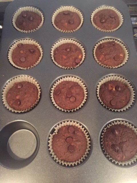 Baked Vegan Chocolatey Zucchini Muffins