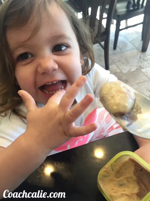 Child eating Banana Pudding
