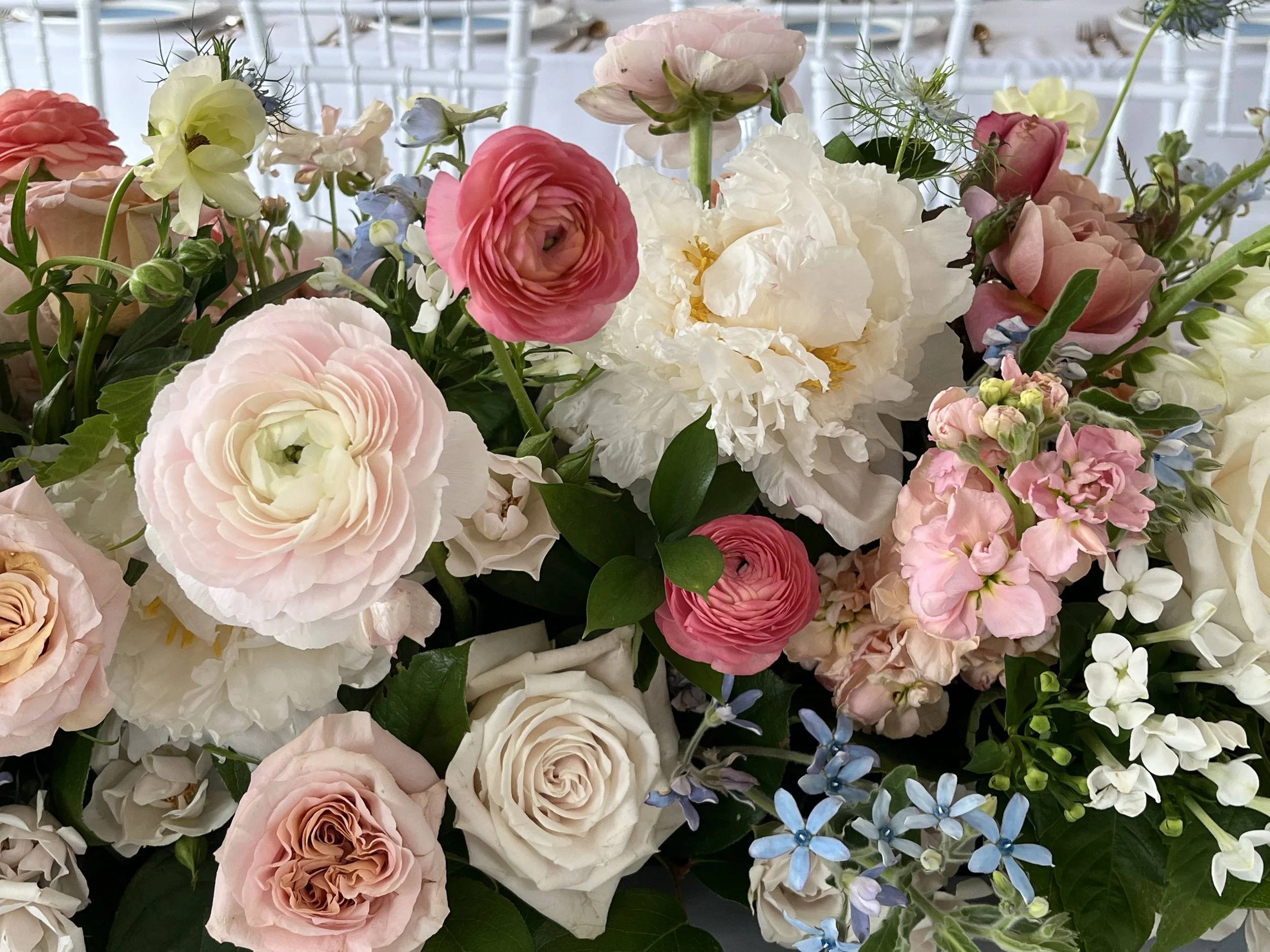 Flower arrangment representing the roots of Snowdrops & Sage in Arvada, CO