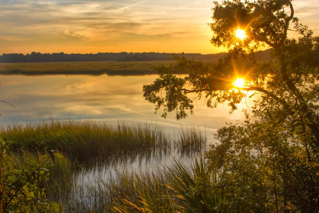 Twin Sunsets over Huspah Creek