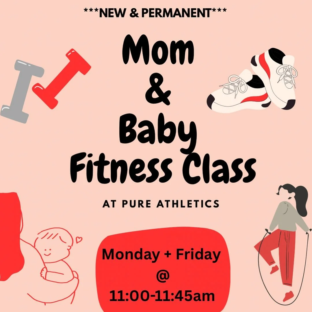 We're beyond excited to announce that our Mom and Baby class is here to stay at Pure Athletics!
💗💗💗
This class is specifically designed to help postpartum women safely get back into fitness. 

👉🏻Membership Details:

-$120/month plus tax with the