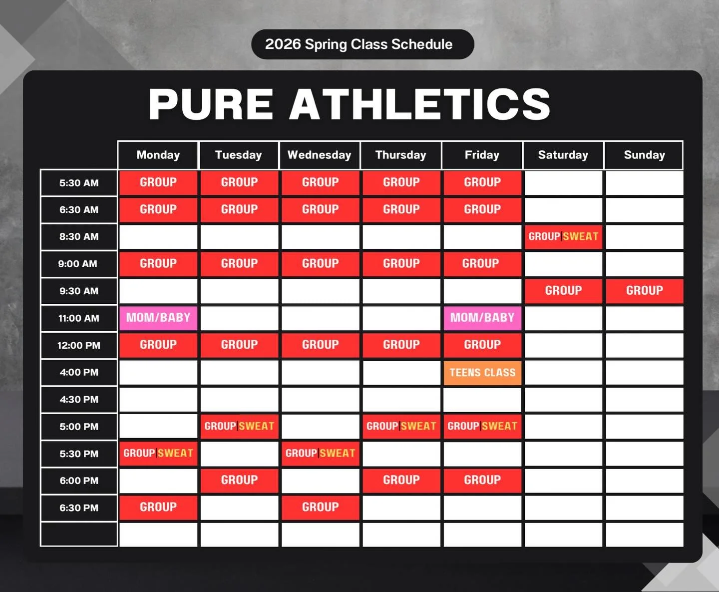 🚨 Schedule Update 🚨

A few changes coming your way starting April 1st:

👉🏻 Morning classes shift to 5:30am &amp; 6:30am
👉🏻 Teens class moves to Fridays at 4pm
👉🏻 Friday evening classes will start a little later

#pureathletics #community #ypa