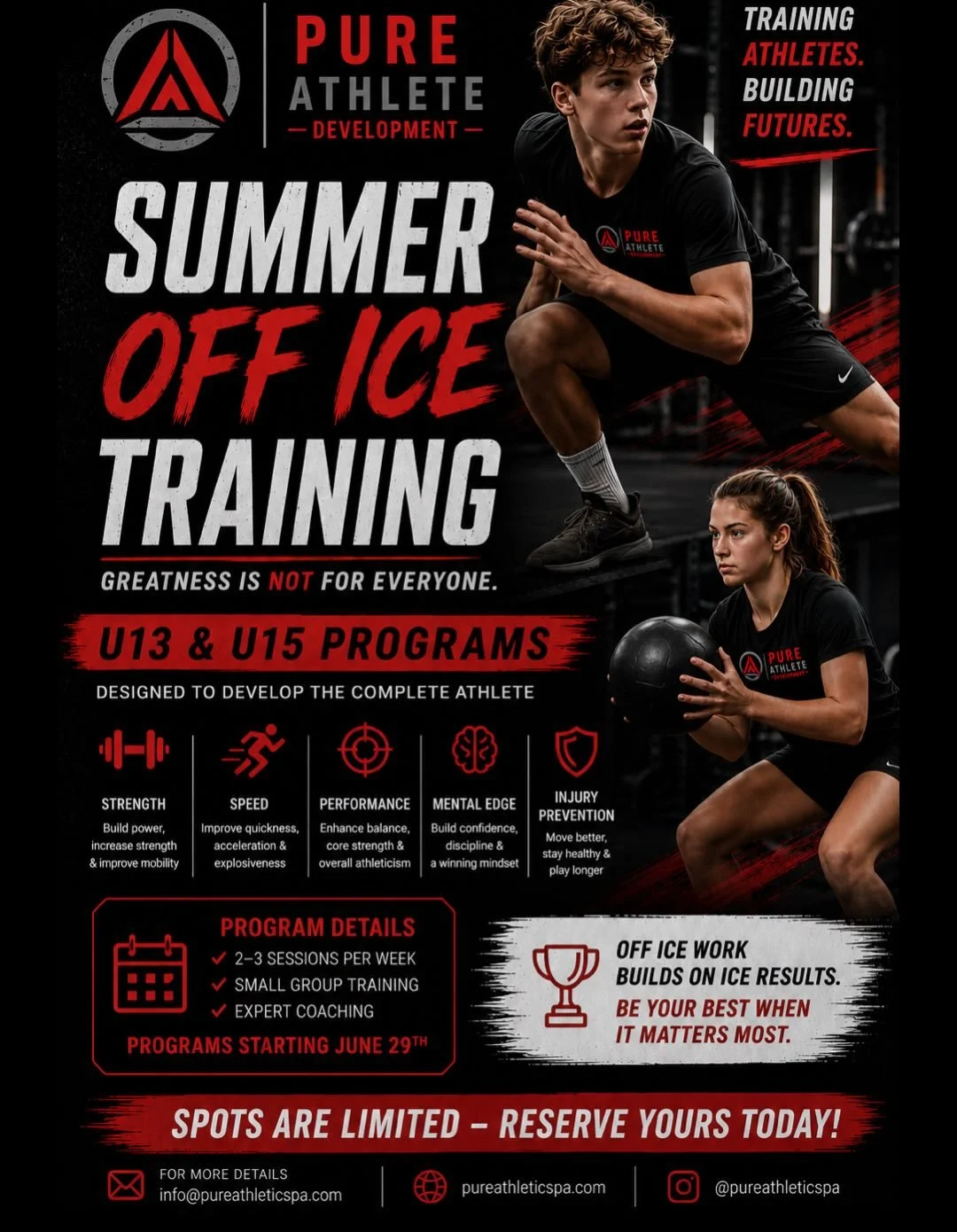 🔥 Youth Summer Training Programs are now open! 🔥

Send us an email to info@pureathleticspa.com for more information or to register your athlete today🏒

Spots are limited and will fill fast so don&rsquo;t wait! 

#pureathletedevelopment