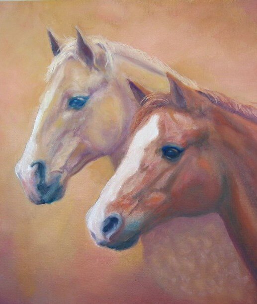 Ivy's Horses  Commission 16x20  Oil
