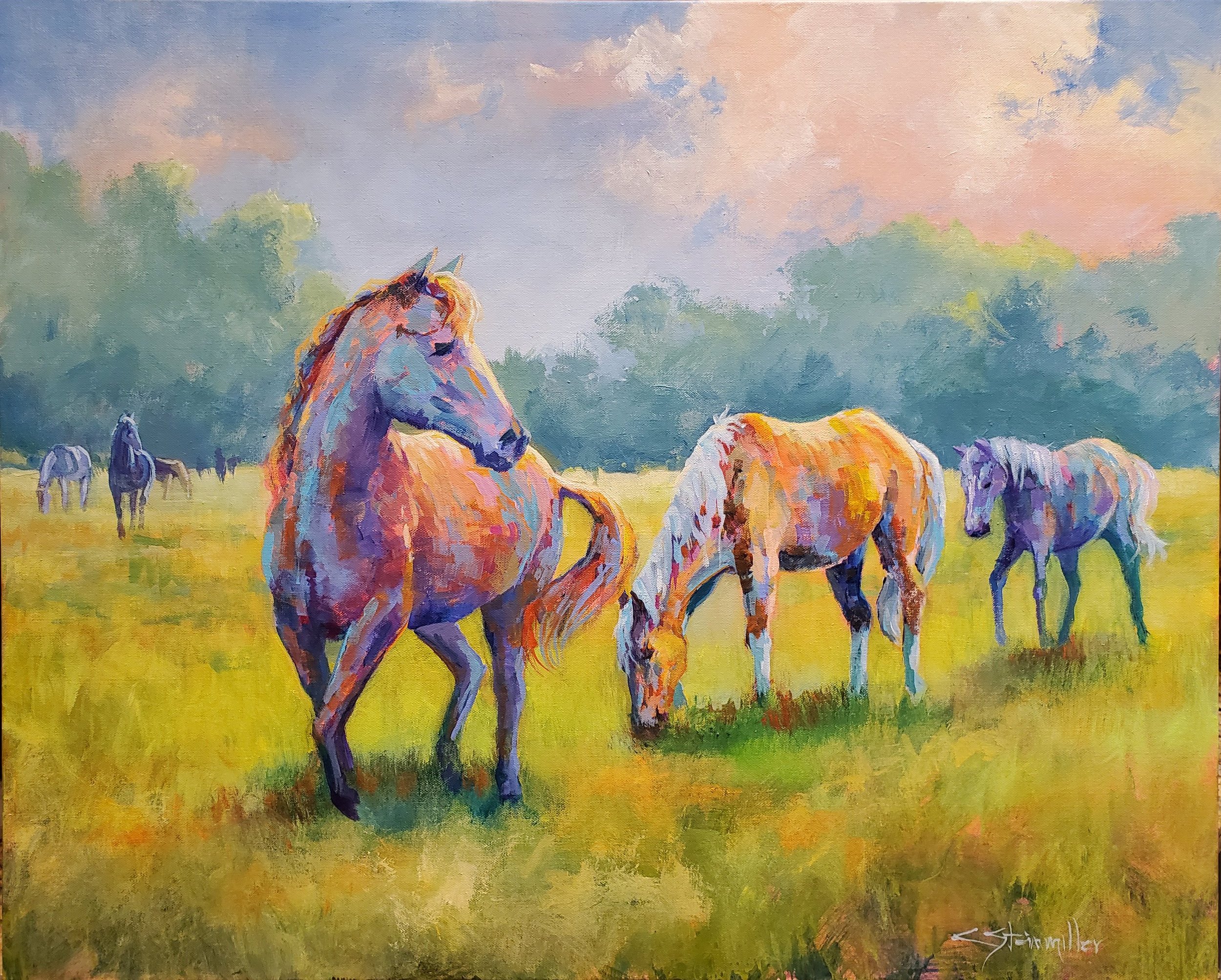 Horses of a Different Color 24x30 Acrylic (gallery wrap)