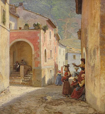 Peter Tom-Petersen: Gade i Civita d Antino. 1892. Faaborg Museum