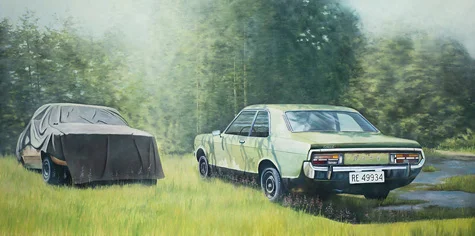 Parkerede drømme. Olie på lærred. 100x200 cm. 2011