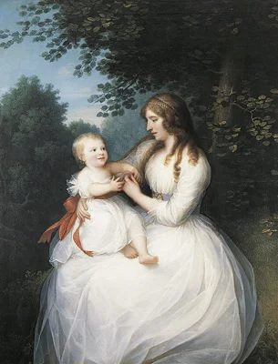 Erik Pauelsen: Friederike Brun med datteren Charlotte på skødet, 1789