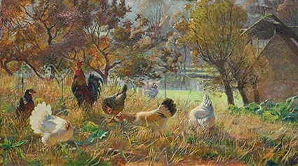 Elise Konstantin-Hansen: Hønsene på morgenudflugt (1898)