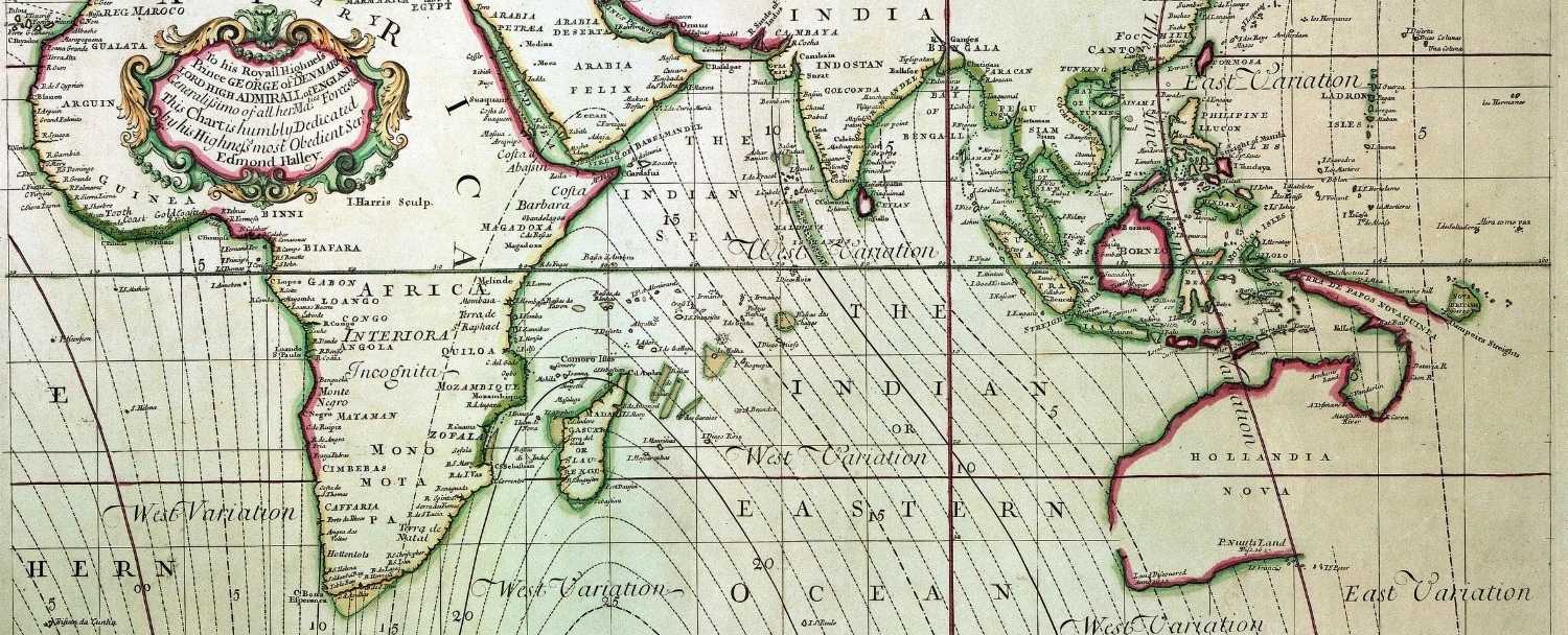 “A new and correct sea chart of the whole world shewing the variations of the compass as they were found in the year M.D.CC”