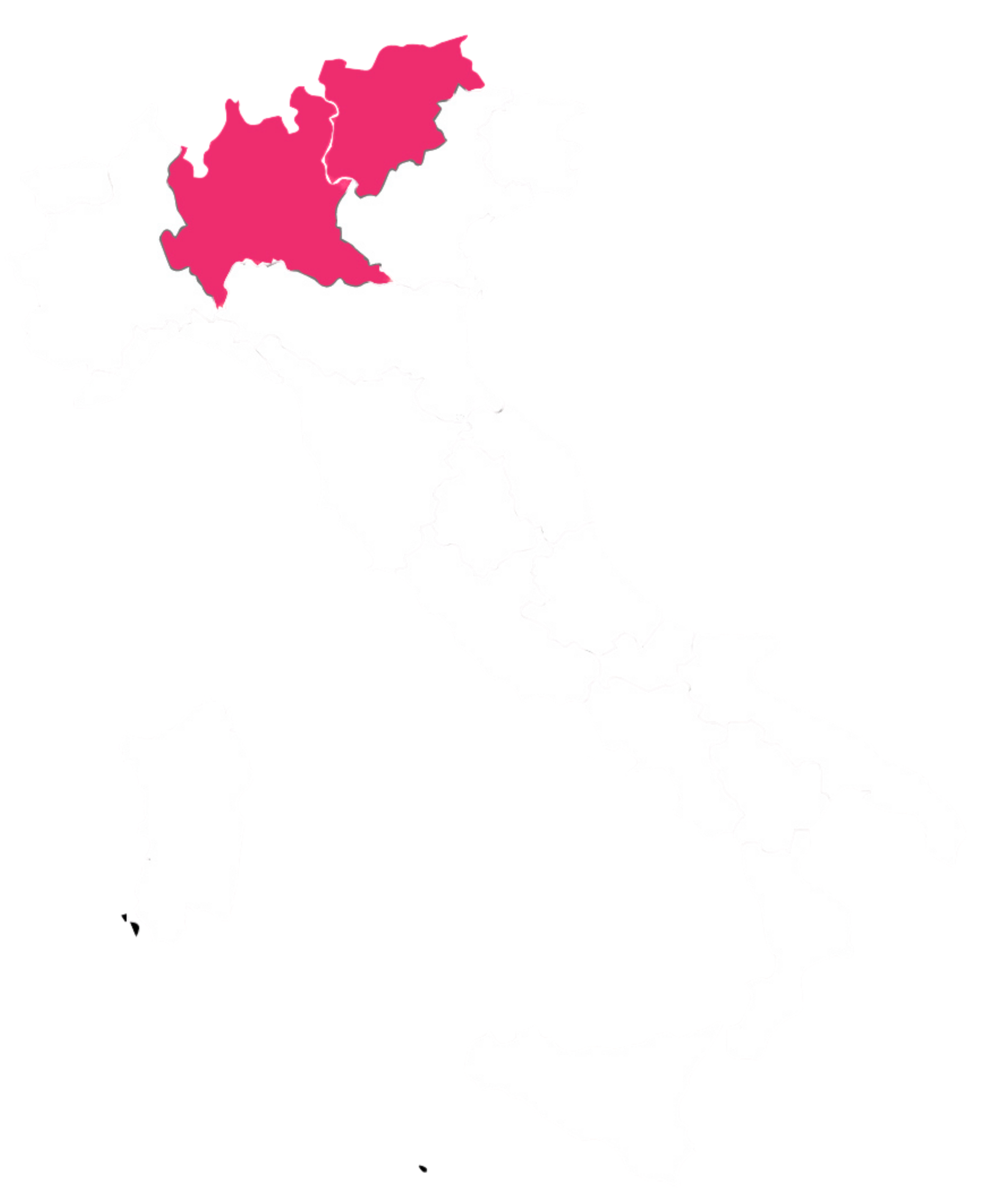 Map of Italy with Lombardy highlighted