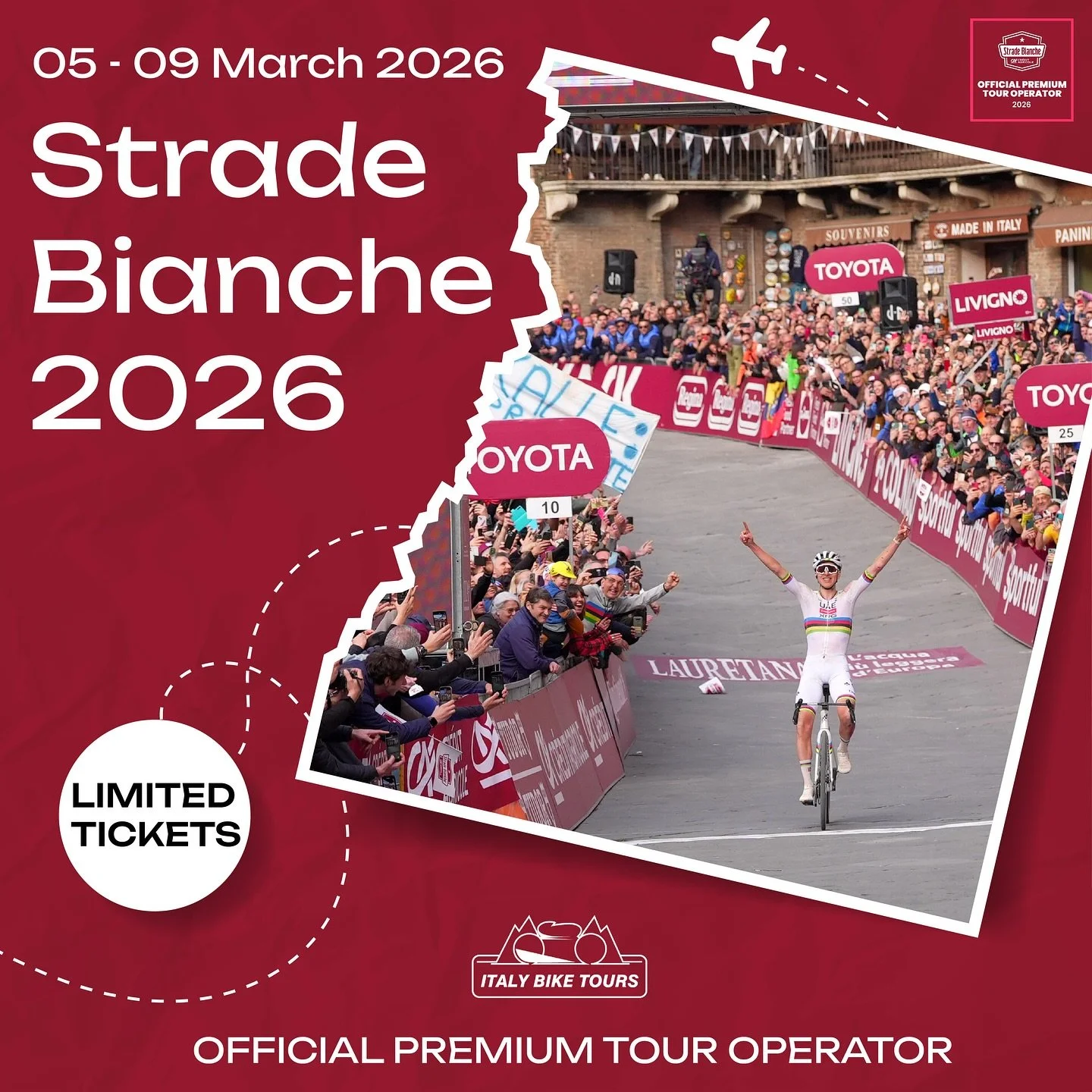 Ride the Legend &ndash; Gran Fondo Strade Bianche 2026 with IBT

Be part of cycling history on the iconic white gravel roads of Tuscany. With IBT, you won&rsquo;t just race the Gran Fondo Strade Bianche&mdash;you&rsquo;ll live an unforgettable experi