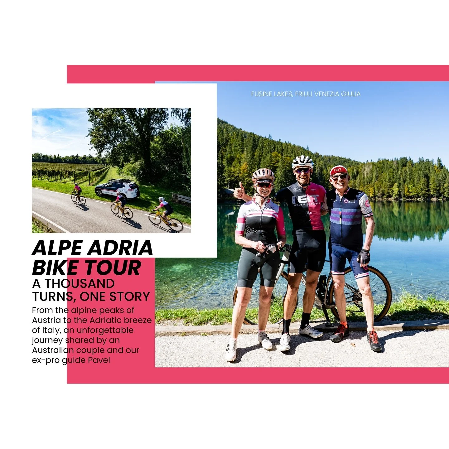 A journey through the heart of Europe — from Austria’s crystal valleys to Italy’s sunlit piazzas.
The Alpe Adria Bike Ride is more than just a route; it’s a story told on two wheels.
From breathtaking waterfalls and hidden ca
