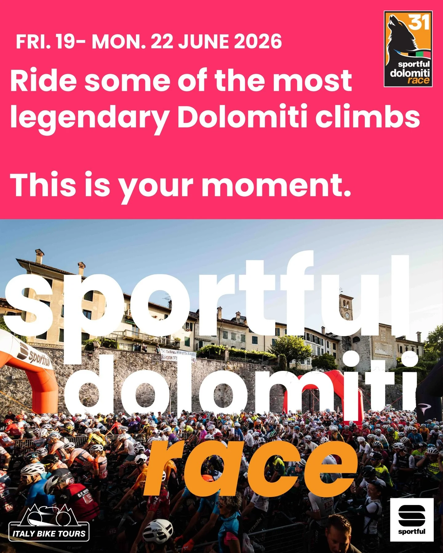 🇬🇧
Ride the Legend: Sportful Dolomiti Race Awaits! 🚴&zwj;♂️✨
Get ready to conquer one of Europe&rsquo;s most iconic cycling adventures with our Sportful Dolomiti Race Package 🚴&zwj;♂️

This isn&rsquo;t just a race. It&rsquo;s a 4-day fully suppor