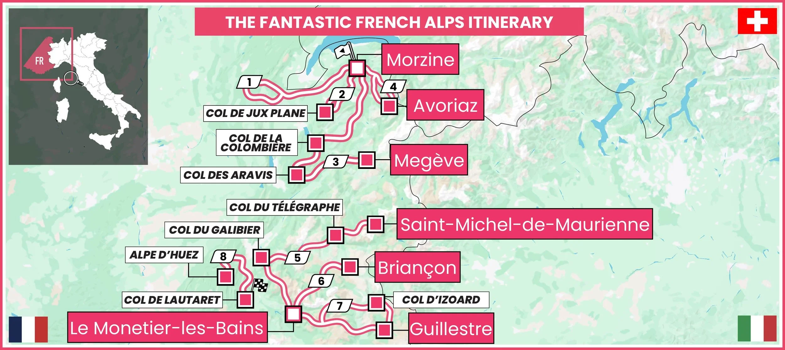 Fantastic French Alps itinerary map