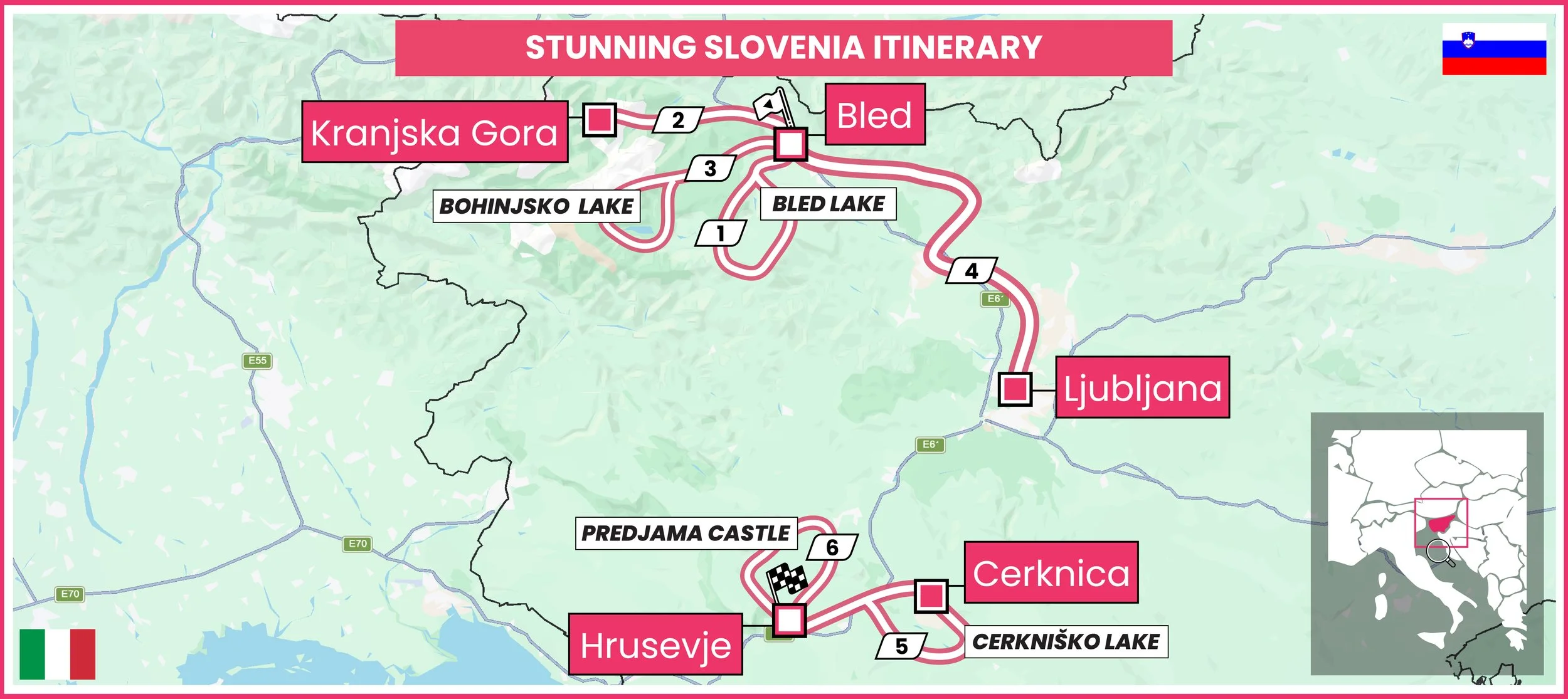 Stunning Slovenia cycling tour itinerary map