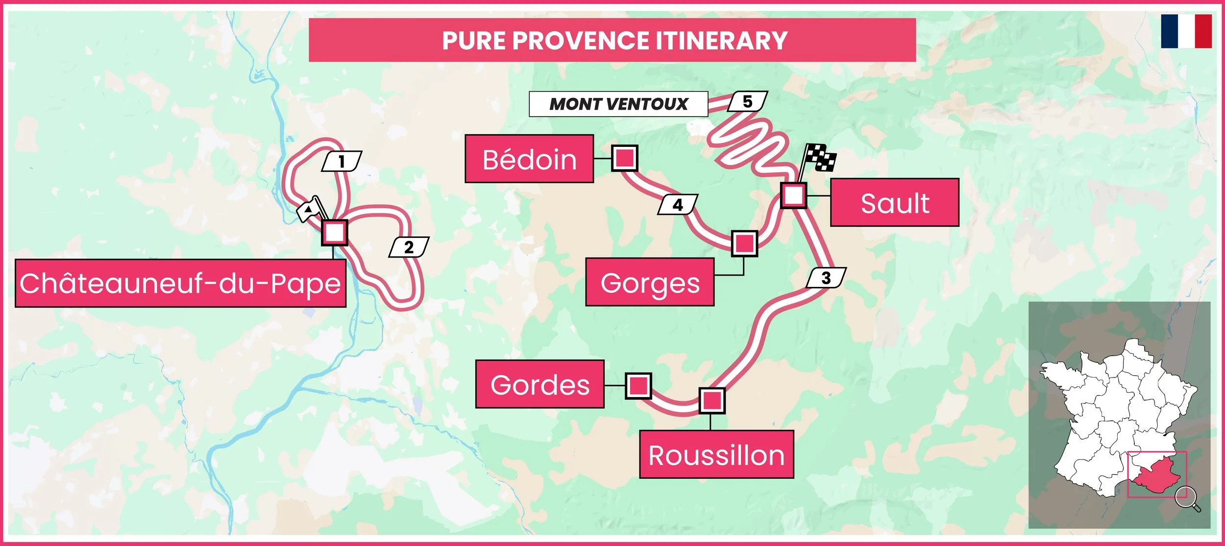 Pure Provence cycling tour itinerary map