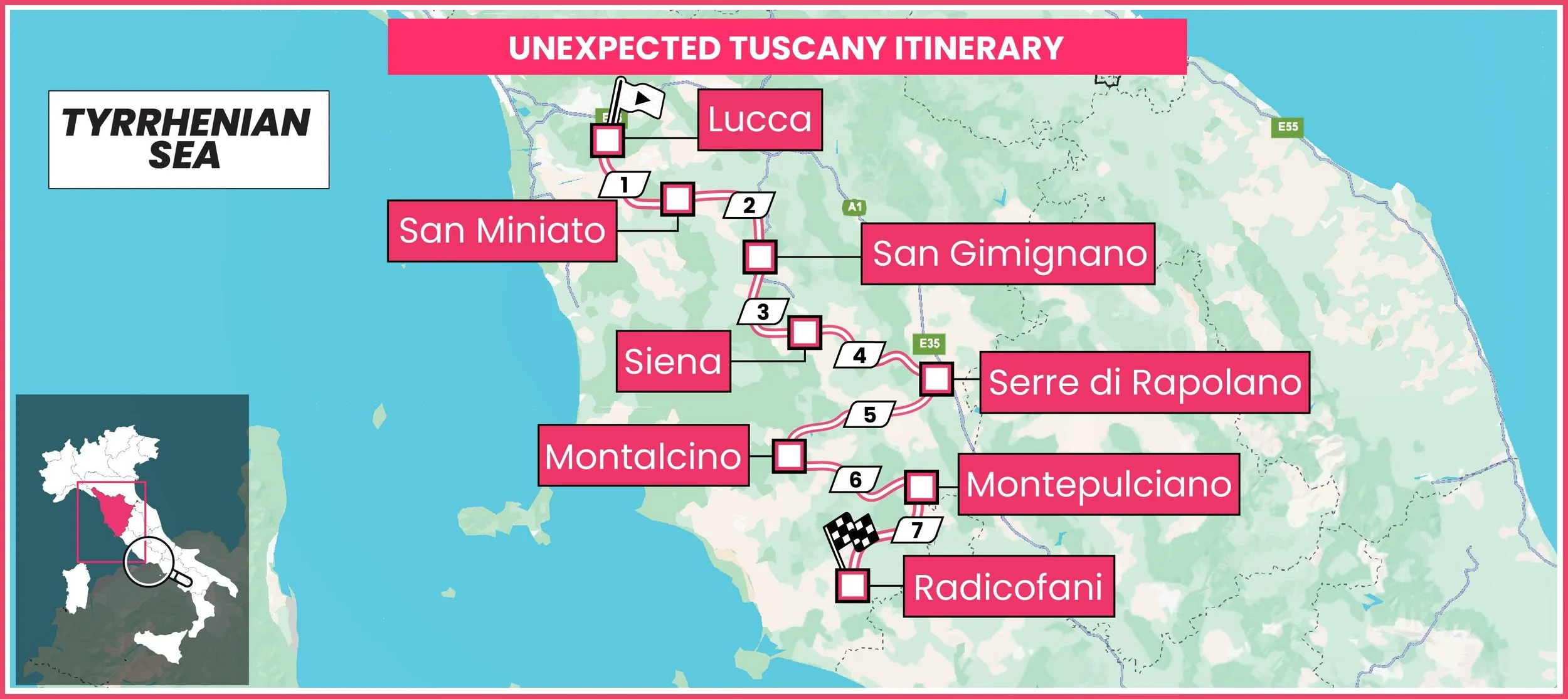 tuscany Itinerary Map