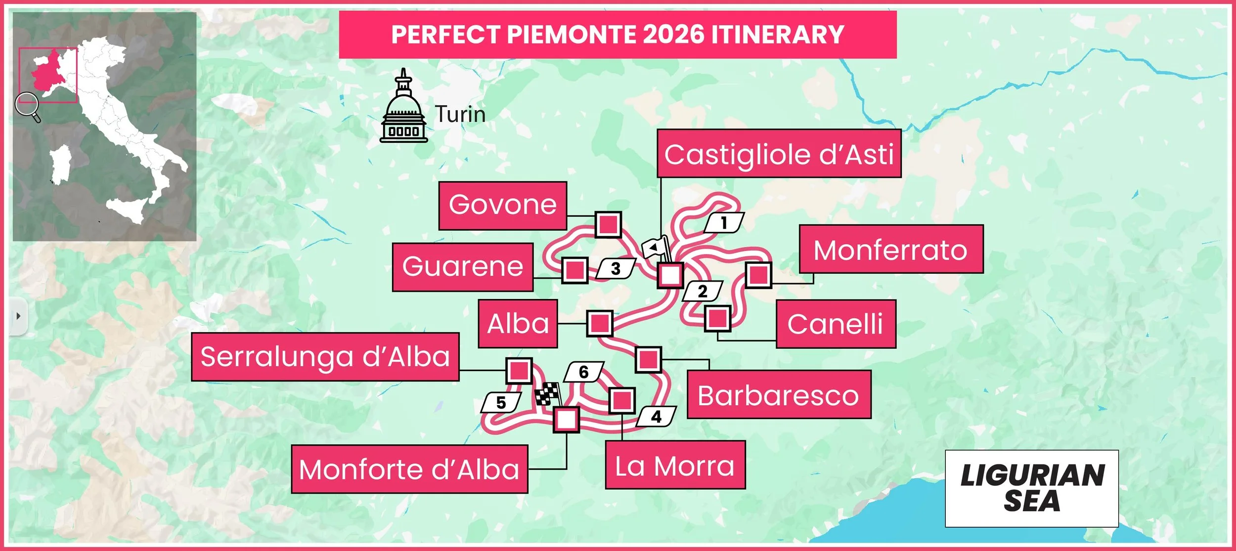 Perfect Piemonte Itinerary Map