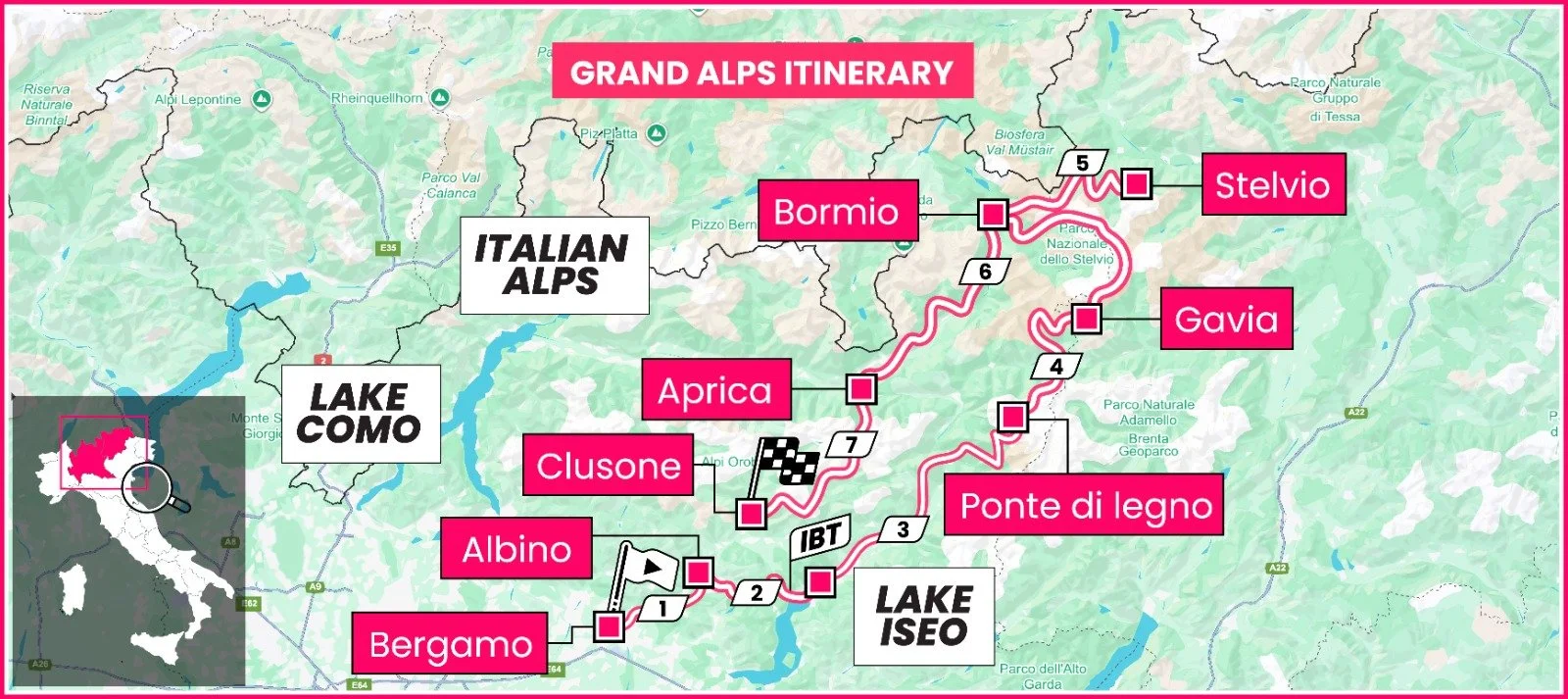 1000 Miglia Itinerary Map