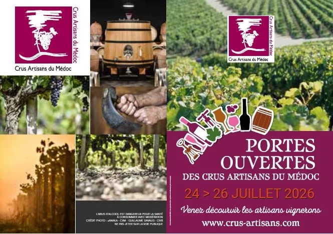 Portes Ouvertes des Crus Artisans du Médoc  les 24, 25 &amp; 26 Juillet 2026 