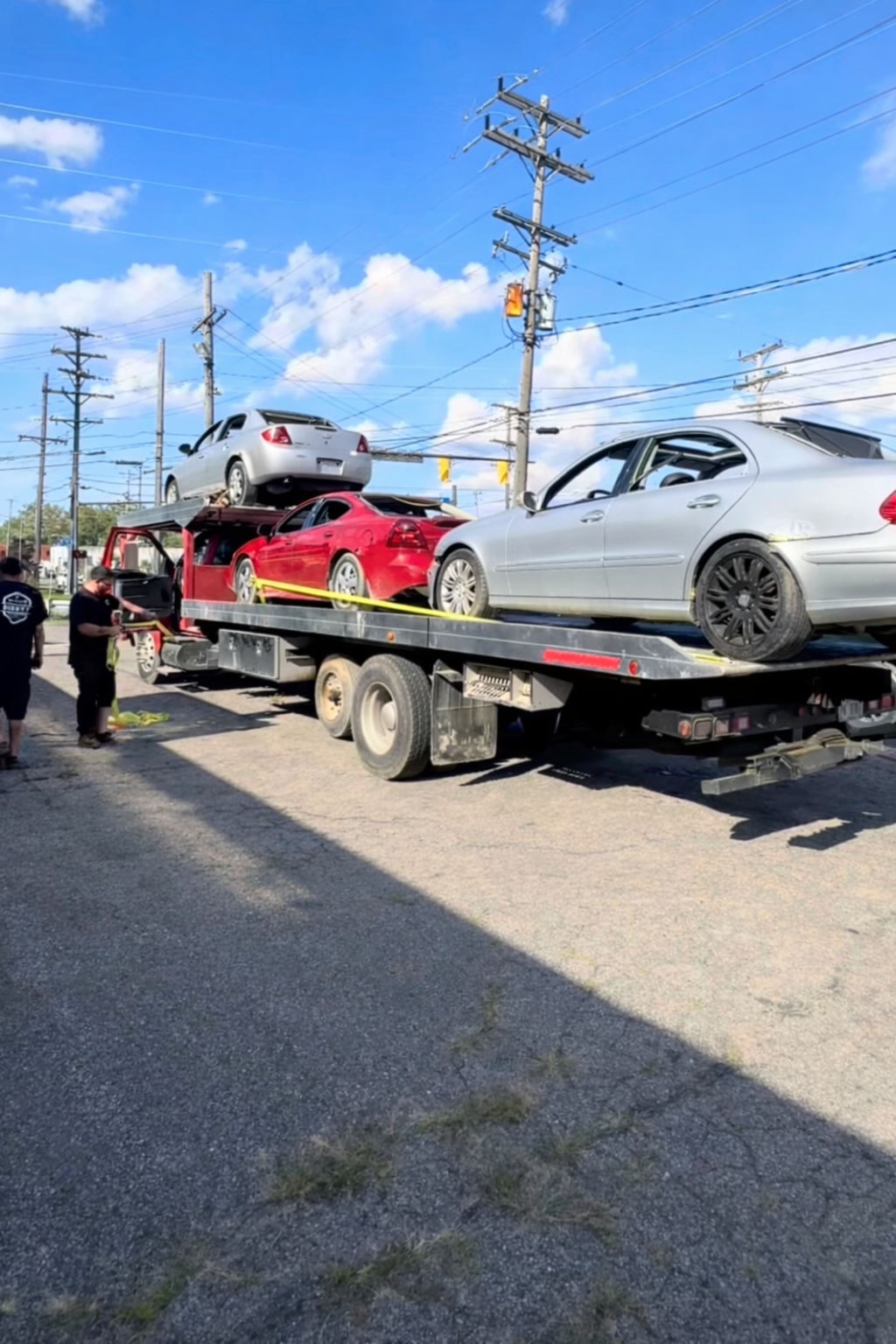 Multiple cars on hauler in Cleveland, Ohio